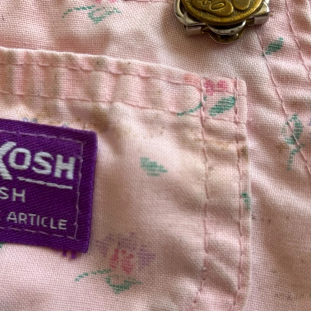Vintage Osh Kosh Bgosh Vestbak Overalls Pink Floral Shortalls USA Size 12M